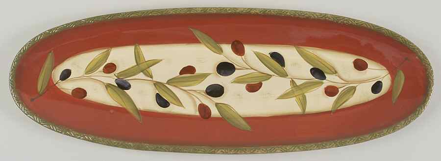 Antique Olive 19" Oval Serving Platter by Clay Art-1
