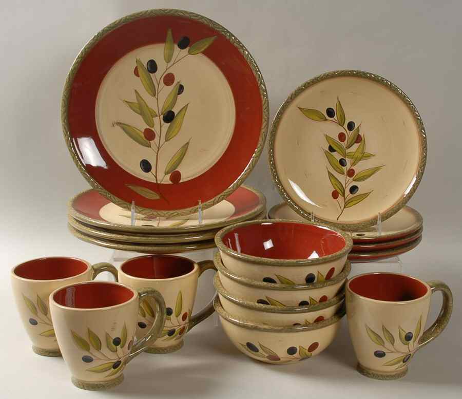 Antique Olive 16 Piece Set by Clay Art-1