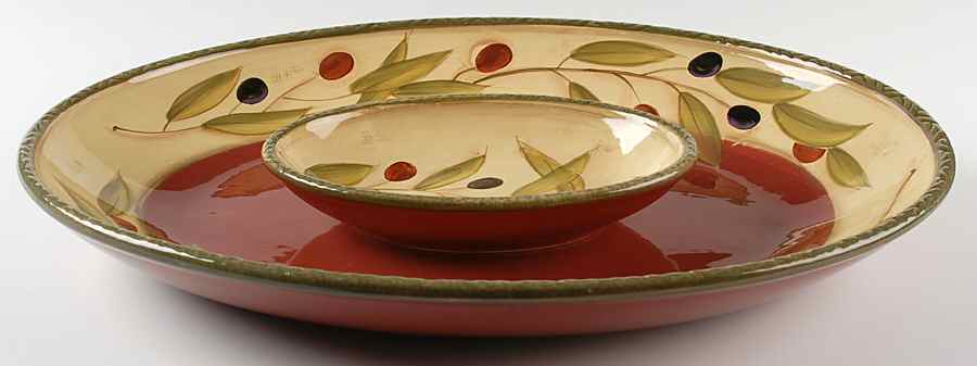 Antique Olive Chip/Dip Set (2 Piece) by Clay Art-1
