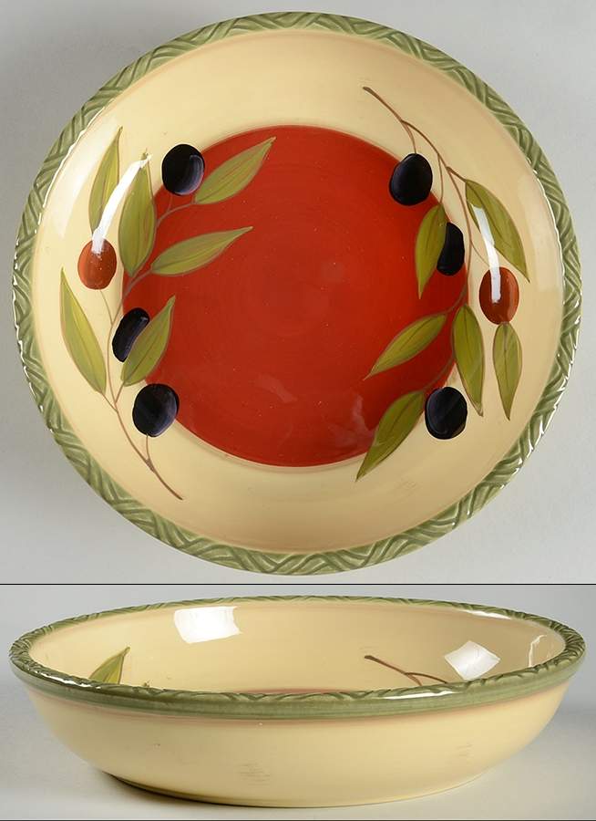 Antique Olive 9" Individual Pasta Bowl by Clay Art-1