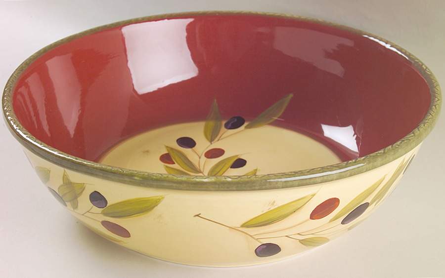 Antique Olive 13" Pasta Serving Bowl by Clay Art-1