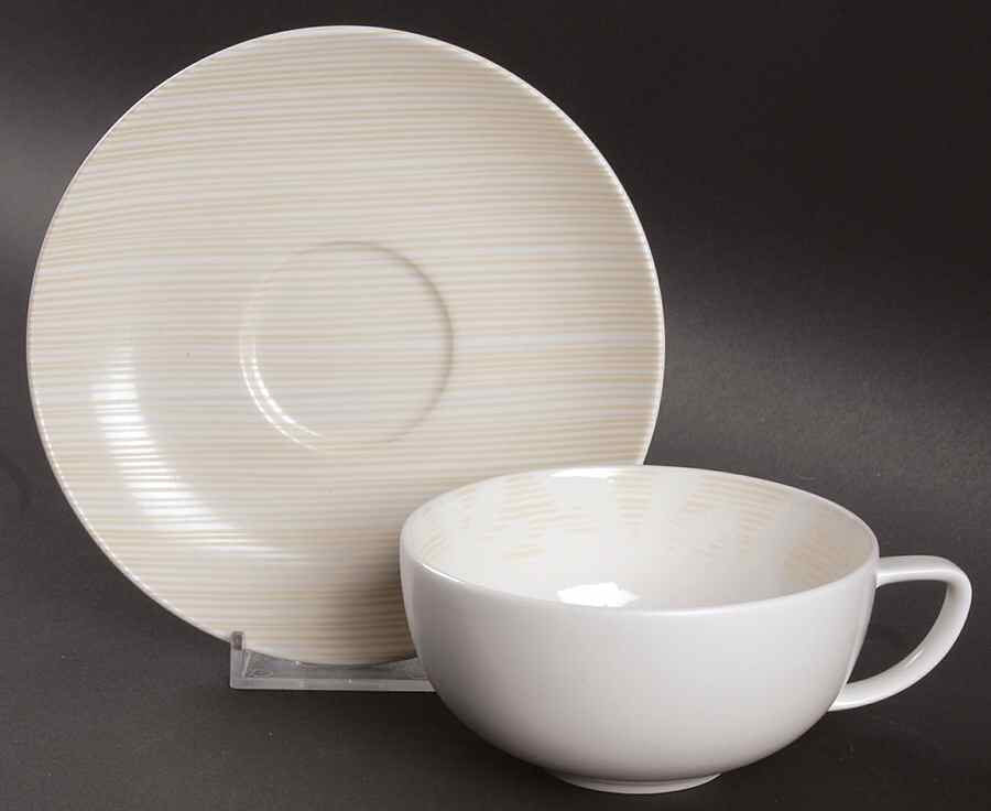Tonal Floral Flat Cup & Saucer Set by Calvin Klein-1
