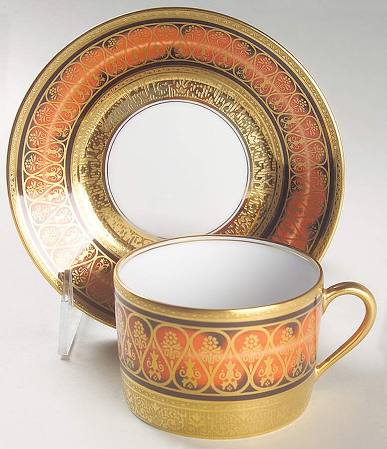 Golden Fire Rust Flat Cup & Saucer Set by Charles Field Haviland-1