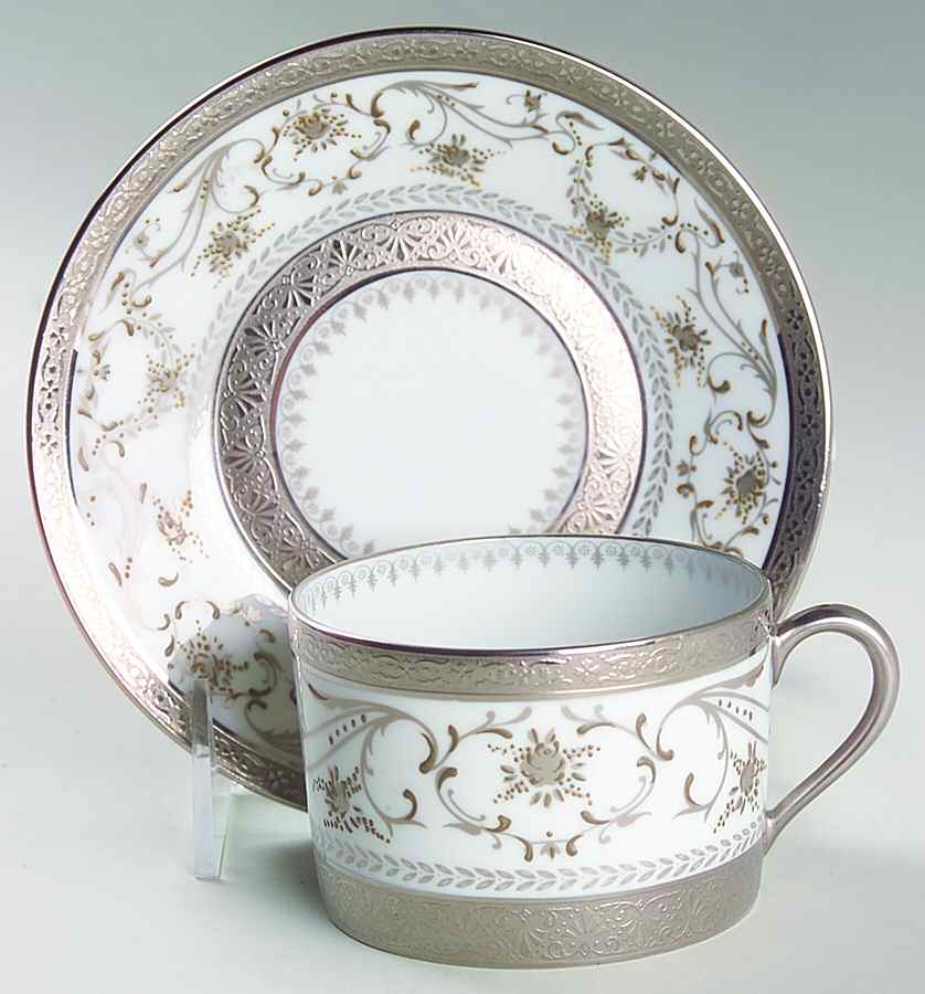 Dynasty (Platinum) Flat Cup & Saucer Set by Charles Field Haviland-1