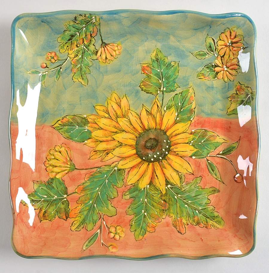 Sunflower Square Dinner Plate by Maxcera Corp-1