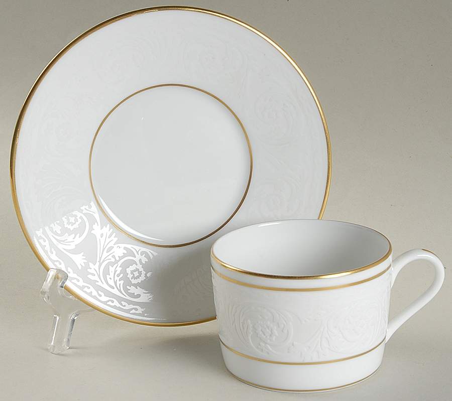 Versailles Ivory Biscuit Flat Cup & Saucer Set by Charles Field Haviland-1