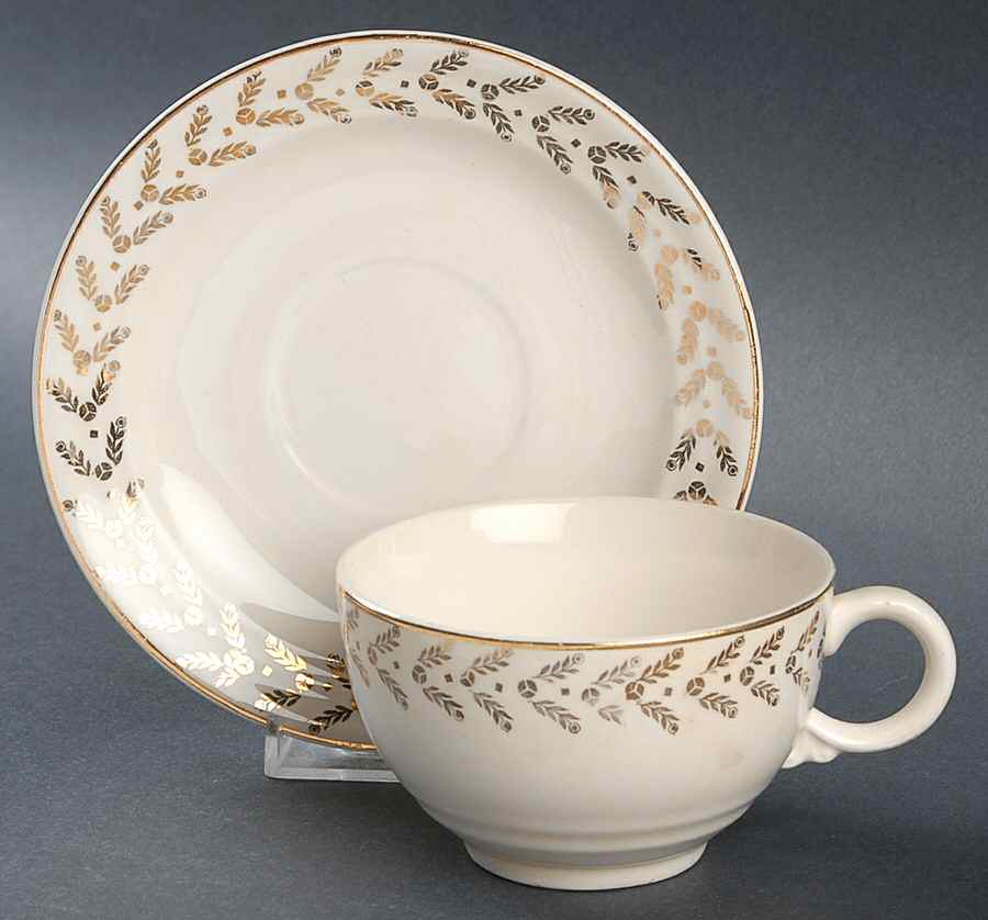 CRP161 Flat Cup & Saucer Set by Crown Potteries-1