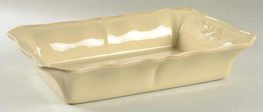 Village Cream 14" Rectangular Baker by Crate & Barrel-1