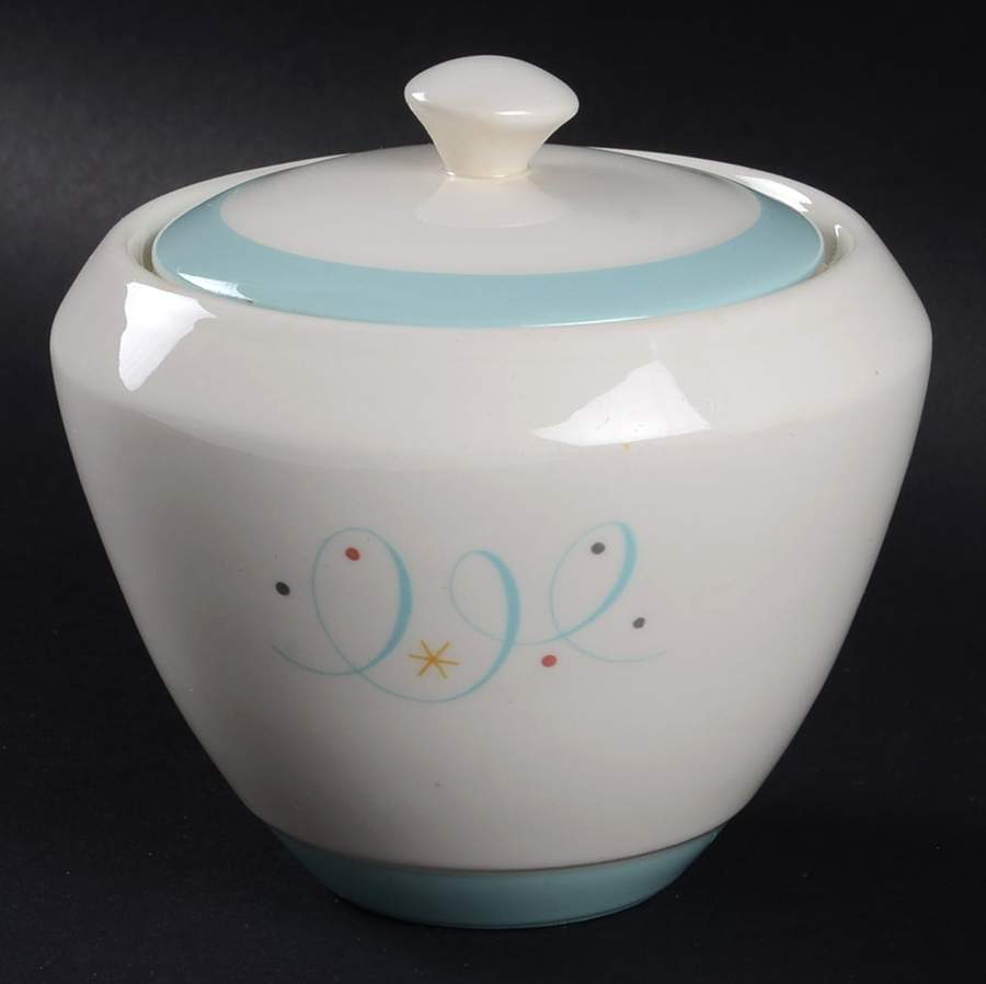 Turquoise Scroll Sugar Bowl & Lid by Century Service-1