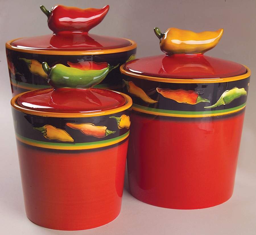 Jalapeno (3 Piece) Canister Set (Box Set) by Clay Art-1