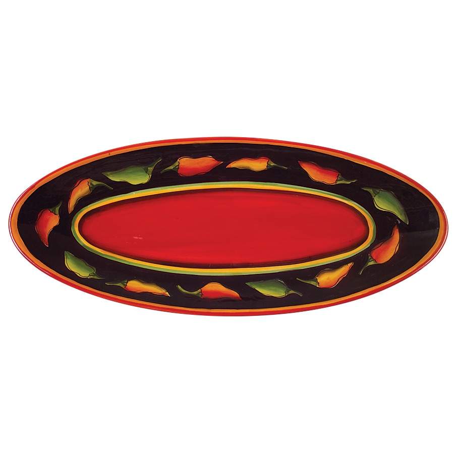 Jalapeno 19" Oval Serving Platter by Clay Art-1
