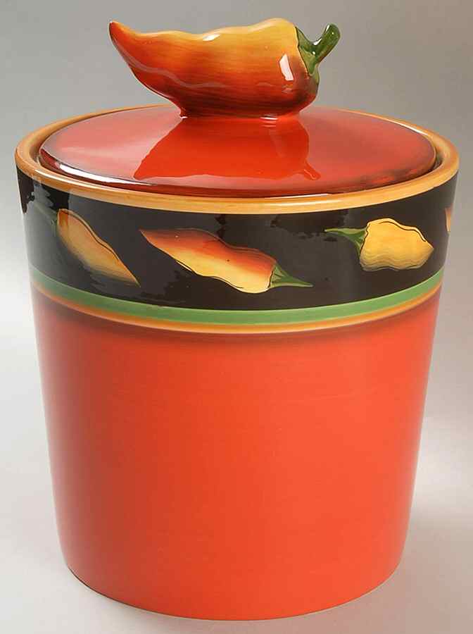 Jalapeno Large Canister & Lid by Clay Art-1