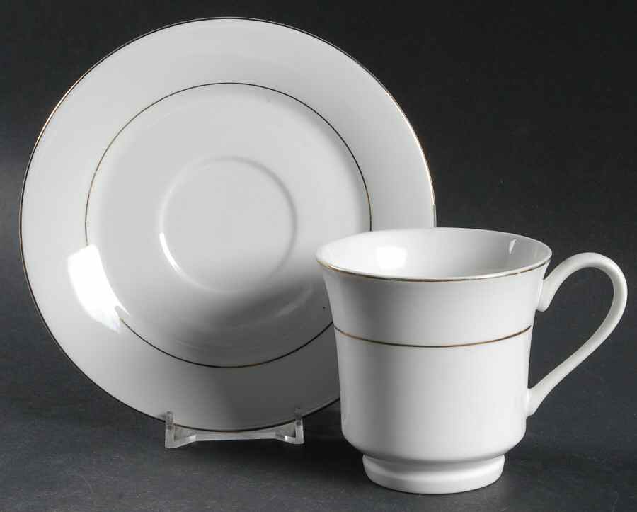 Classic Gold Footed Cup & Saucer Set by China (Made in China)-1