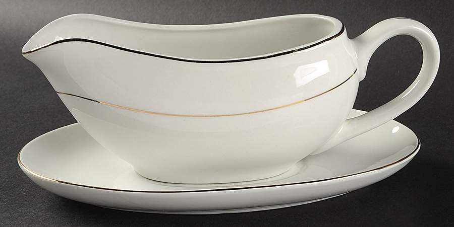 Classic Gold Gravy Boat & Underplate by China (Made in China)-1