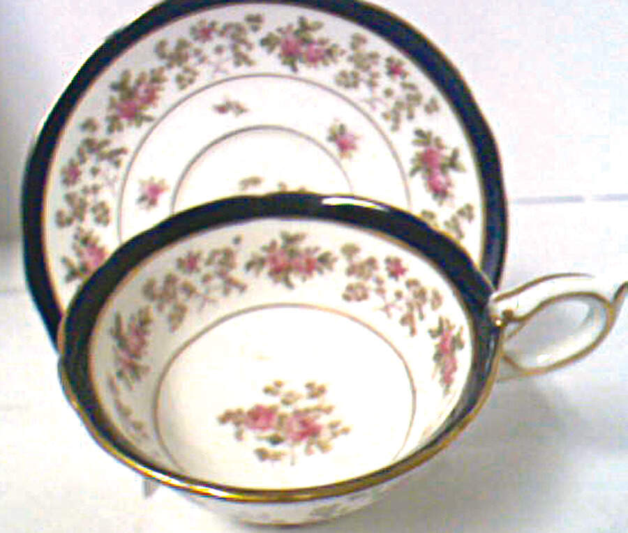 6464-A (Cobalt Blue) Footed Cup & Saucer Set by Coalport-1