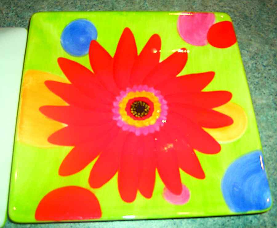 Gerbera Dot Salad Plate by Clay Art-1