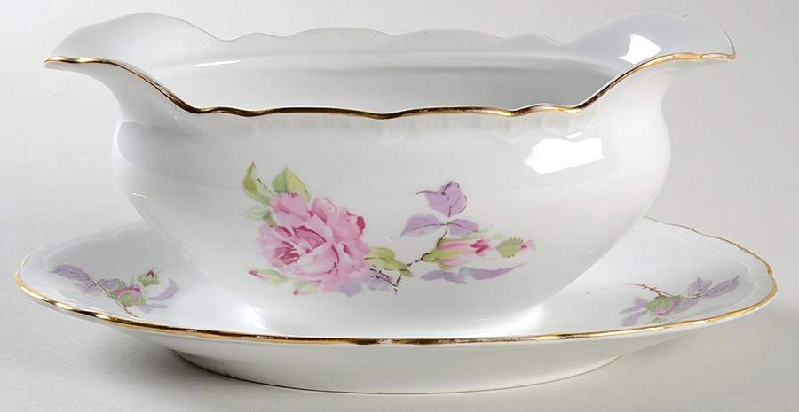 CZE189 Gravy Boat with Attached Underplate by Czechia-Czechoslovakia-1