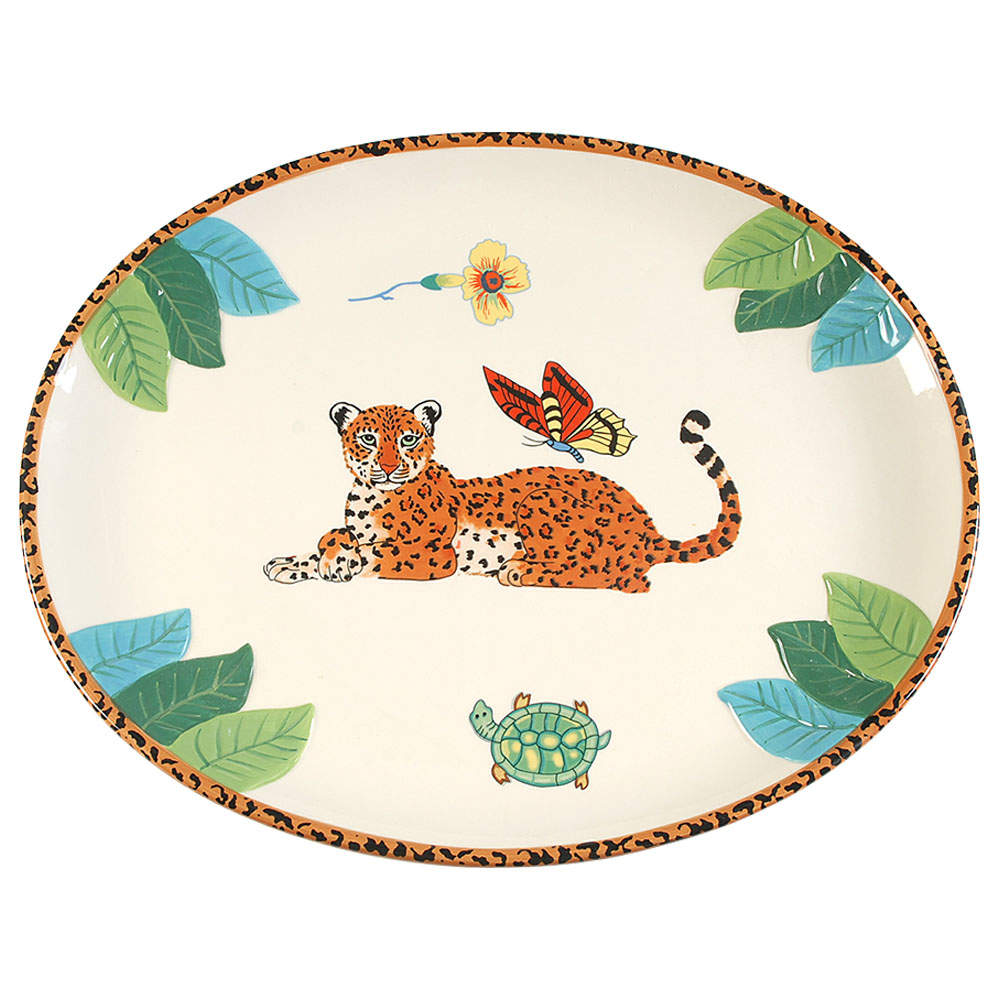 Jungle Jubilee 17" Oval Serving Platter by Lynn Chase-1