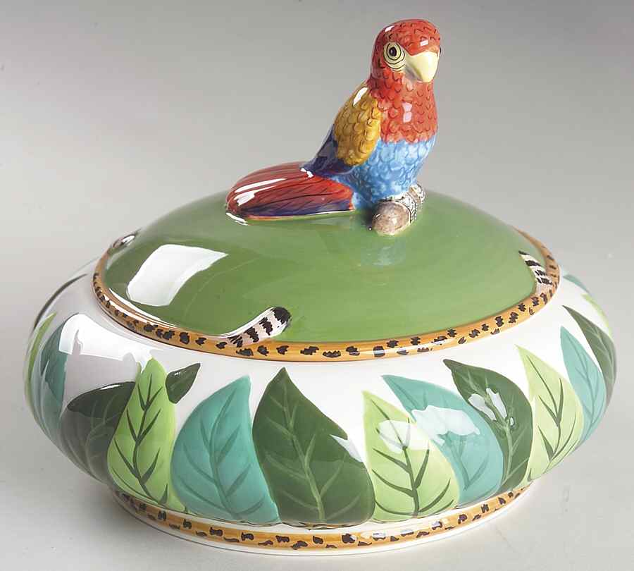 Jungle Jubilee Medium Bowl & Lid by Lynn Chase-1