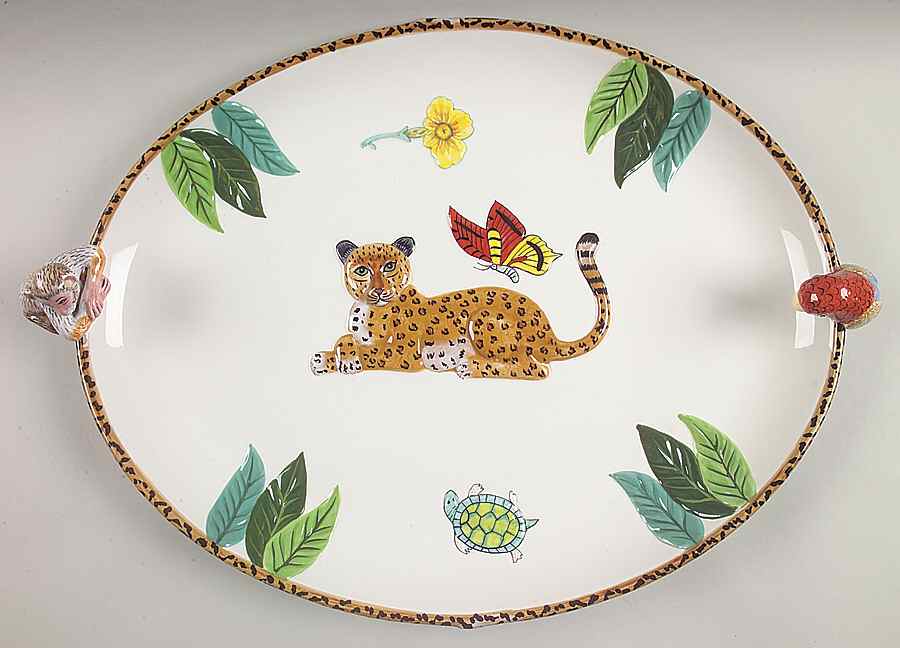 Jungle Jubilee 20" Oval Serving Platter by Lynn Chase-1