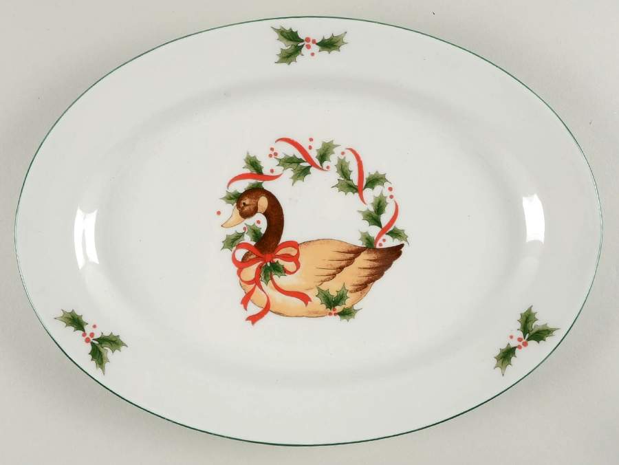 Christmas Memories 12" Oval Serving Platter by China (Made in China)-1