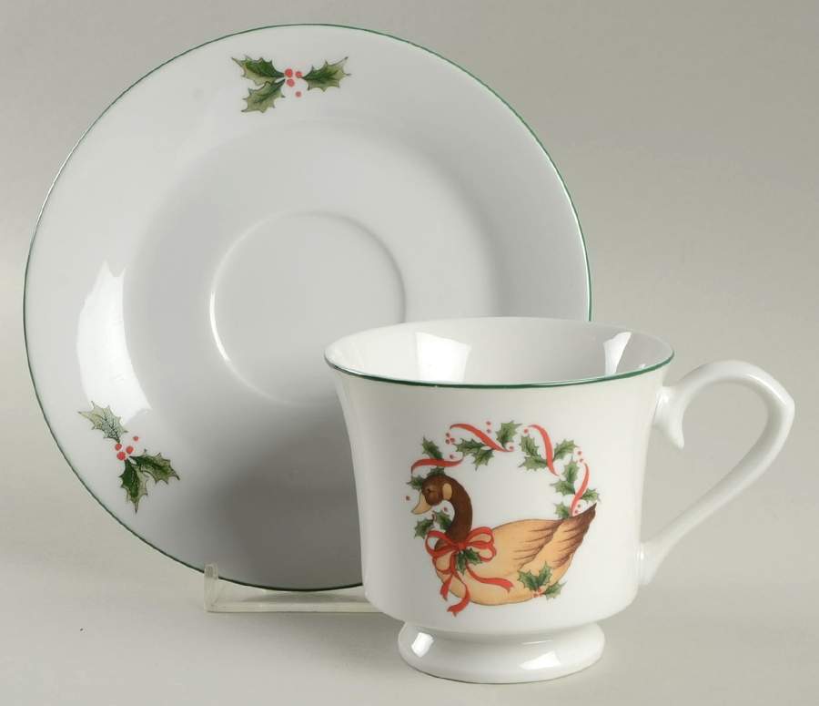 Christmas Memories Footed Cup & Saucer Set by China (Made in China)-1