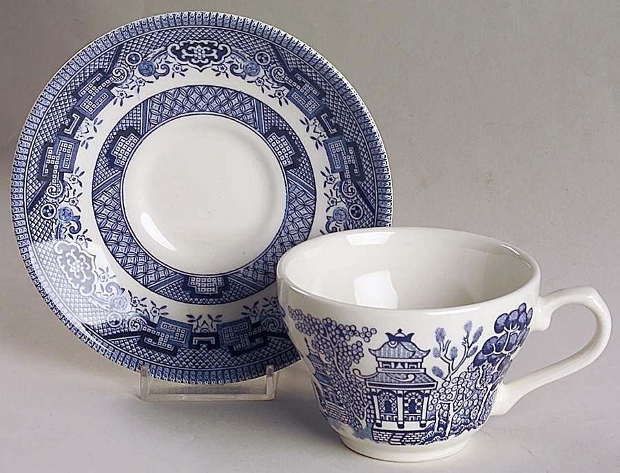 Willow Blue (Columbia) Flat Cup & Saucer Set by Churchill-1