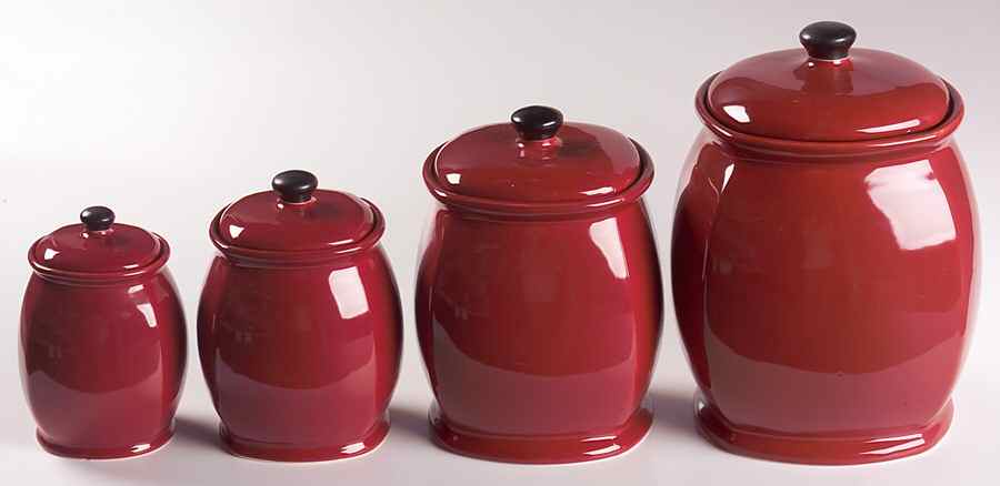 Chili Red (Round) (4 Piece) Canister Set (Box Set) by Corning Corelle-1
