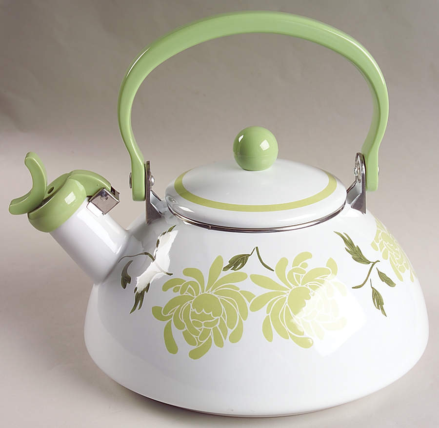 Chrysanthemum (Corelle) Metal Whistler Kettle & Lid by Corning Corelle-1