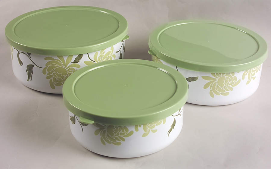 Chrysanthemum (Corelle) (3 Piece) Metal Bowl W/Plastic Lids (5", 6", 7") by Corning Corelle-1