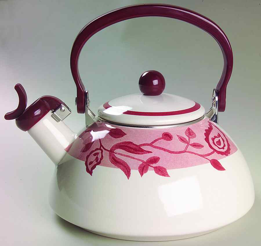 Gypsum (Corelle) Metal Whistler Kettle & Lid by Corning Corelle-1