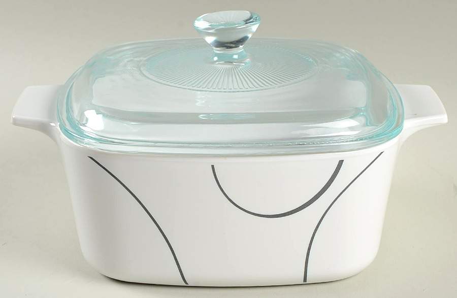 Simple Lines (Corelle) 1.5 Quart Square Casserole with Lid by Corning Corelle-1