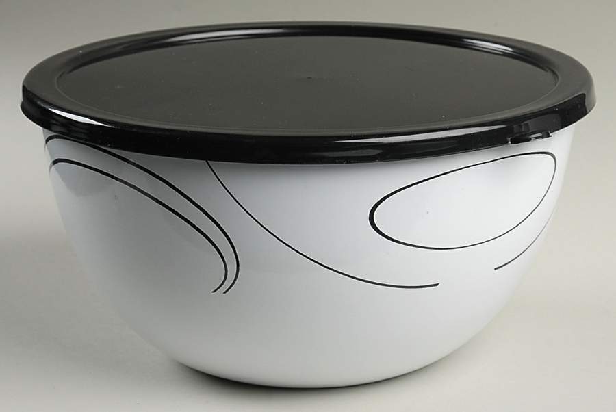 Simple Lines (Corelle) 9 5/8" Metal Bowl with Plastic Lid by Corning Corelle-1