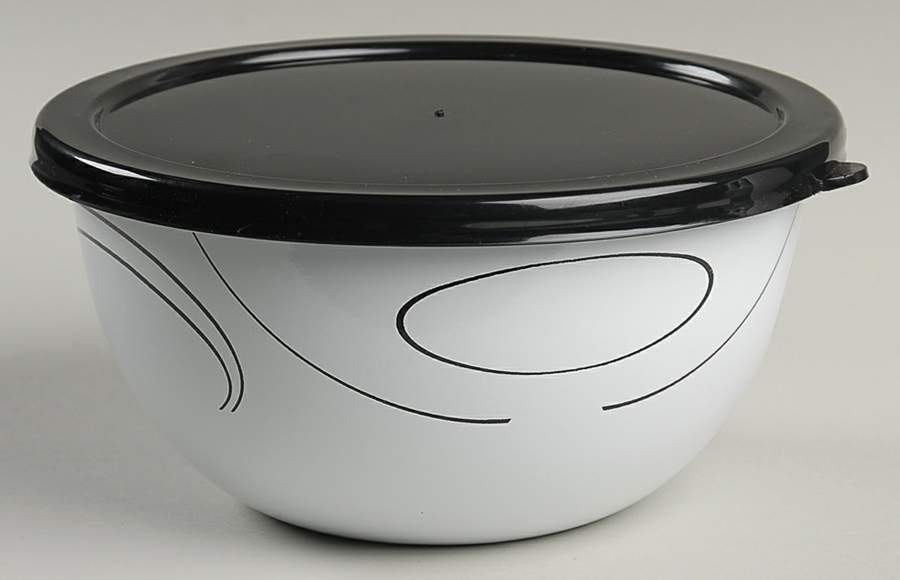 Simple Lines (Corelle) 6 5/8" Metal Bowl W/Plastic Lid by Corning Corelle-1