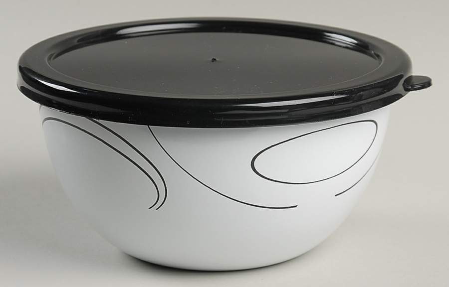Simple Lines (Corelle) Bowl-Metal 5 3/4" with Plastic Lid by Corning Corelle-1