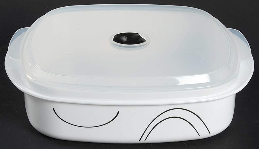 Simple Lines (Corelle) 40 Oz Square Plastic Microwave Bowl w/Vent Lid by Corning Corelle-1