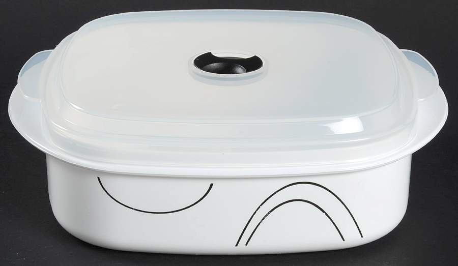 Simple Lines (Corelle) 28 Oz Square Plastic Microwave Bowl w/Vent Lid by Corning Corelle-1