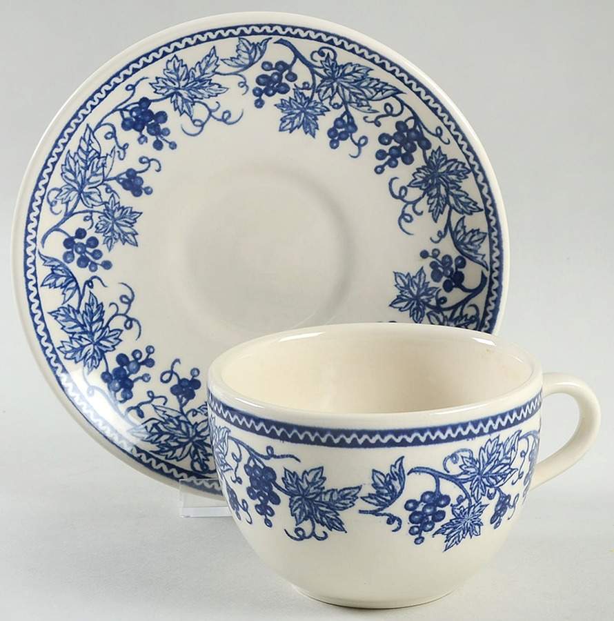 Vineyard Blue Flat Cup & Saucer Set by Claytan-1