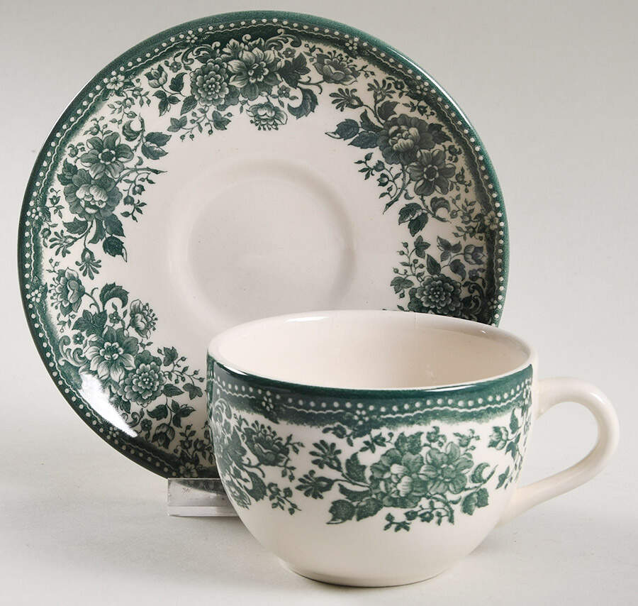 Vineyard Green Flat Cup & Saucer Set by Claytan-1