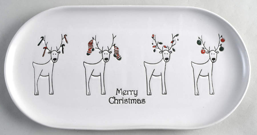 Happy Holidays (Rudy) 13" Oval Serving Platter by BIA Cordon Bleu-1