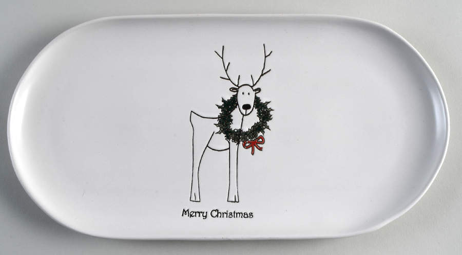 Happy Holidays (Rudy) 13" Oval Serving Platter by BIA Cordon Bleu-1