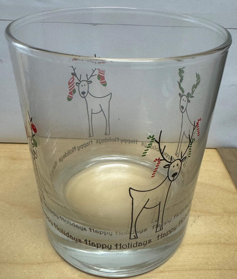 Happy Holidays (Rudy) Glassware Double Old Fashioned by BIA Cordon Bleu-1