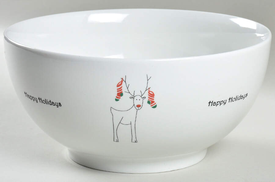 Happy Holidays (Rudy) 8" Round Serving Bowl by BIA Cordon Bleu-1