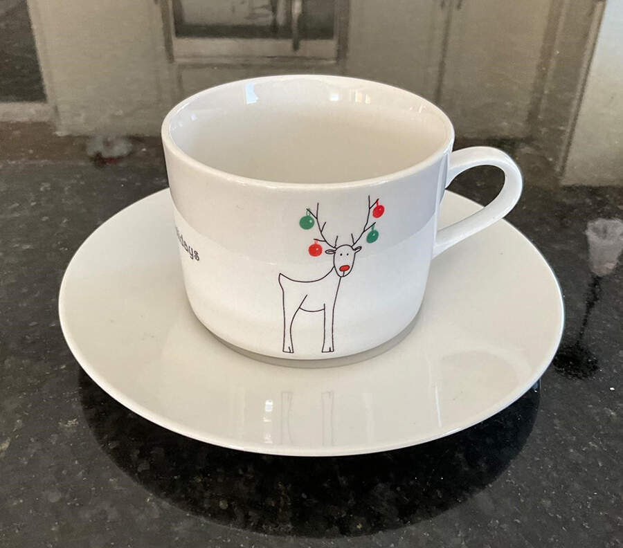 Happy Holidays (Rudy) Flat Cup & Saucer Set by BIA Cordon Bleu-1