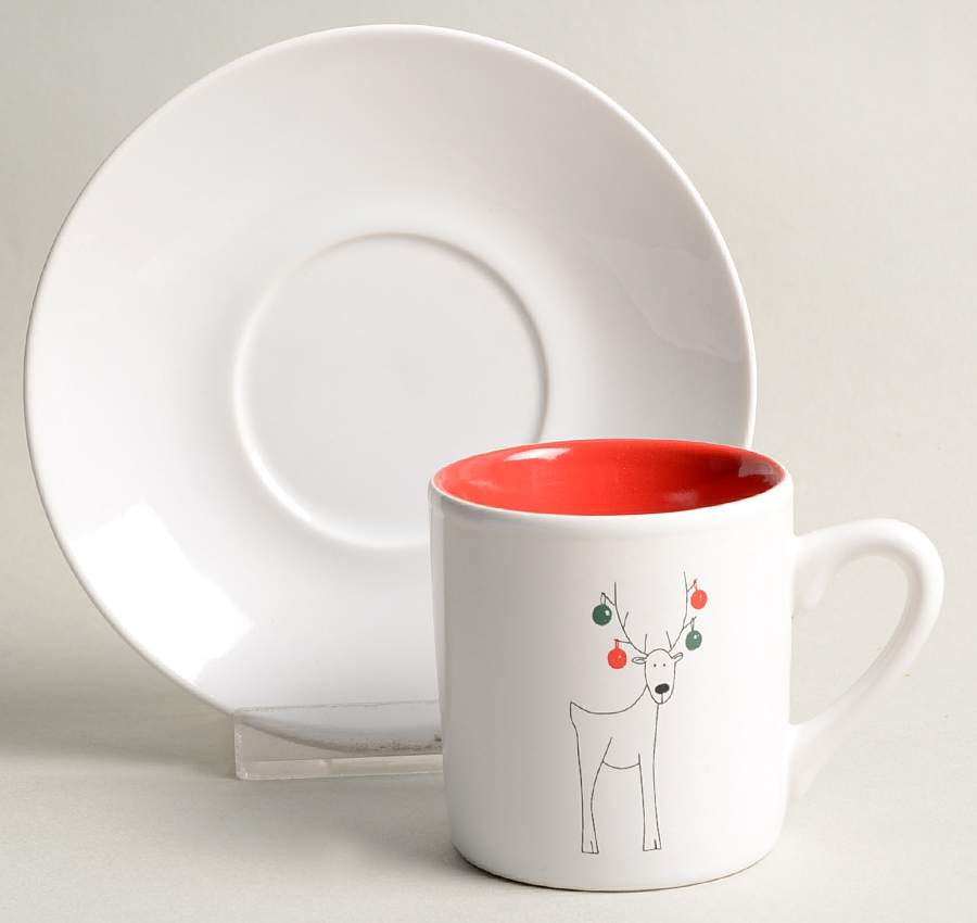 Happy Holidays (Rudy) Flat Demitasse Cup & Saucer Set by BIA Cordon Bleu-1