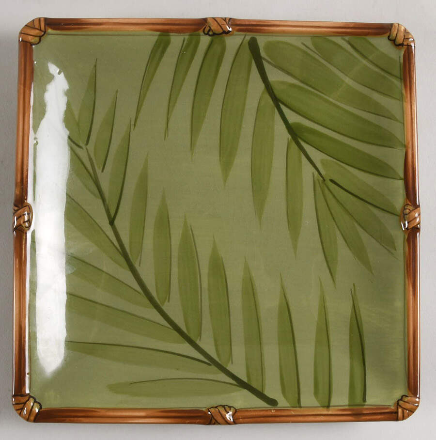 Zanzibar Moss Square Salad Plate by Clay Art-1