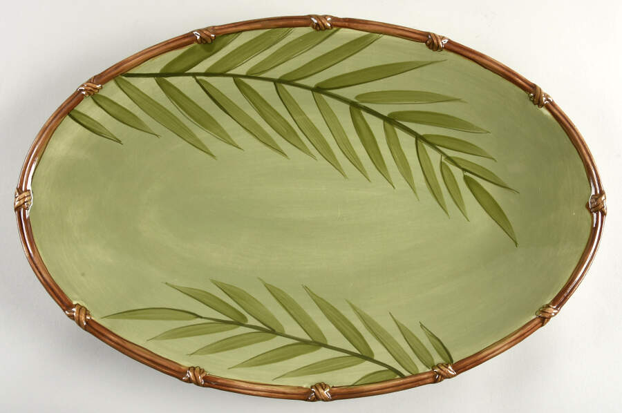 Zanzibar Moss 18" Oval Serving Platter by Clay Art-1