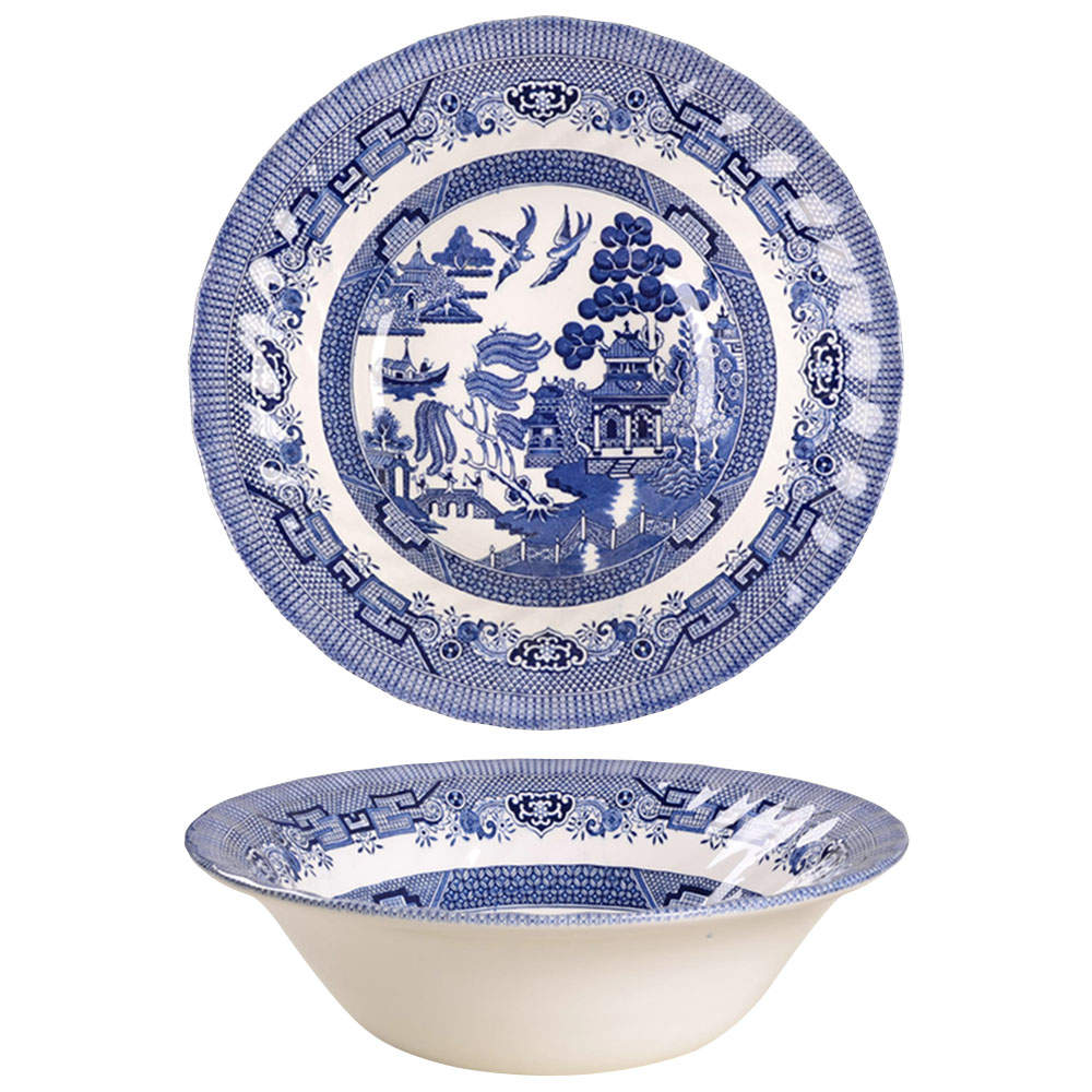 Blue Willow (Swirl, Columbia, Malaysia, England) 9" Round Vegetable Bowl by Churchill-1