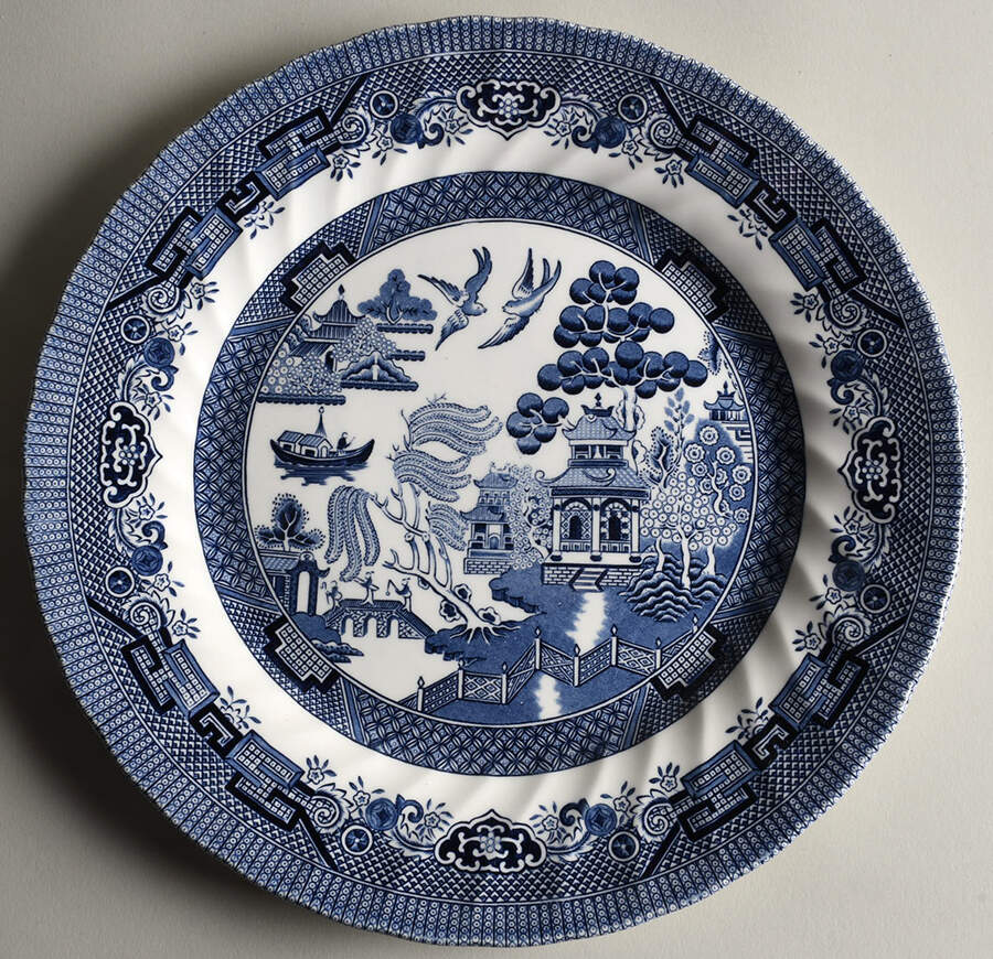 Blue Willow (Swirl, Columbia, Malaysia, England) Dinner Plate by Churchill-1