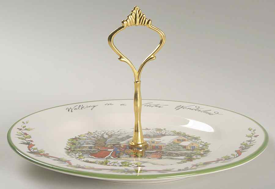 Winter Wonderland Round Serving Plate with Handle (DES) by Certified International-1